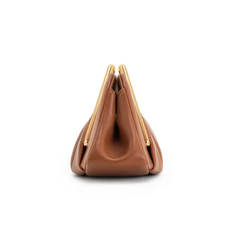 Odette | Clutch Bag | Origami Fold, Gold Handle | Microfiber Leather