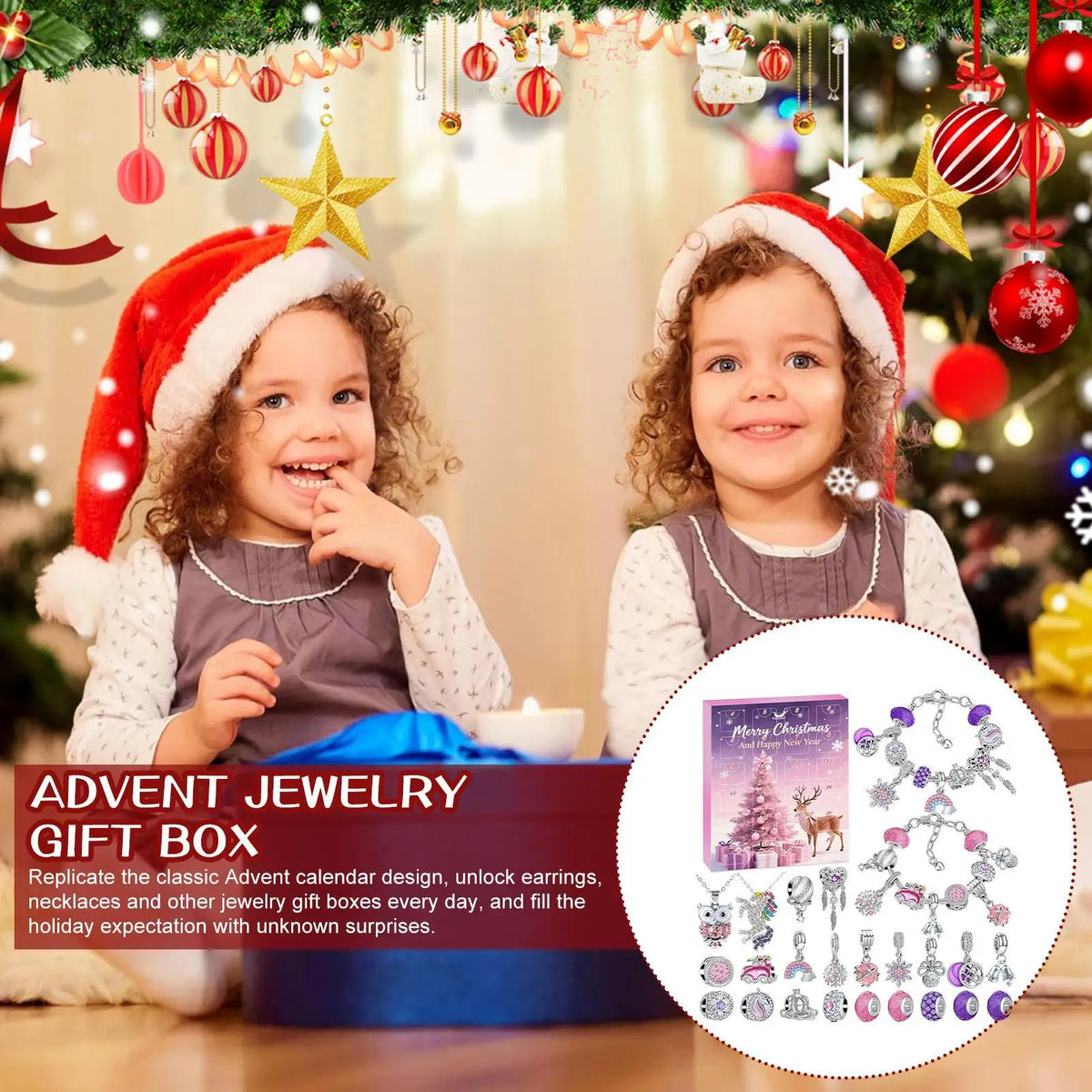 Jewelry Advent Calendar Christmas 24 Day Women Earring Bracelet Set