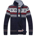Christmas Cardigan Men | Nordic Pattern Knit Zip Up Long Sleeve Winter