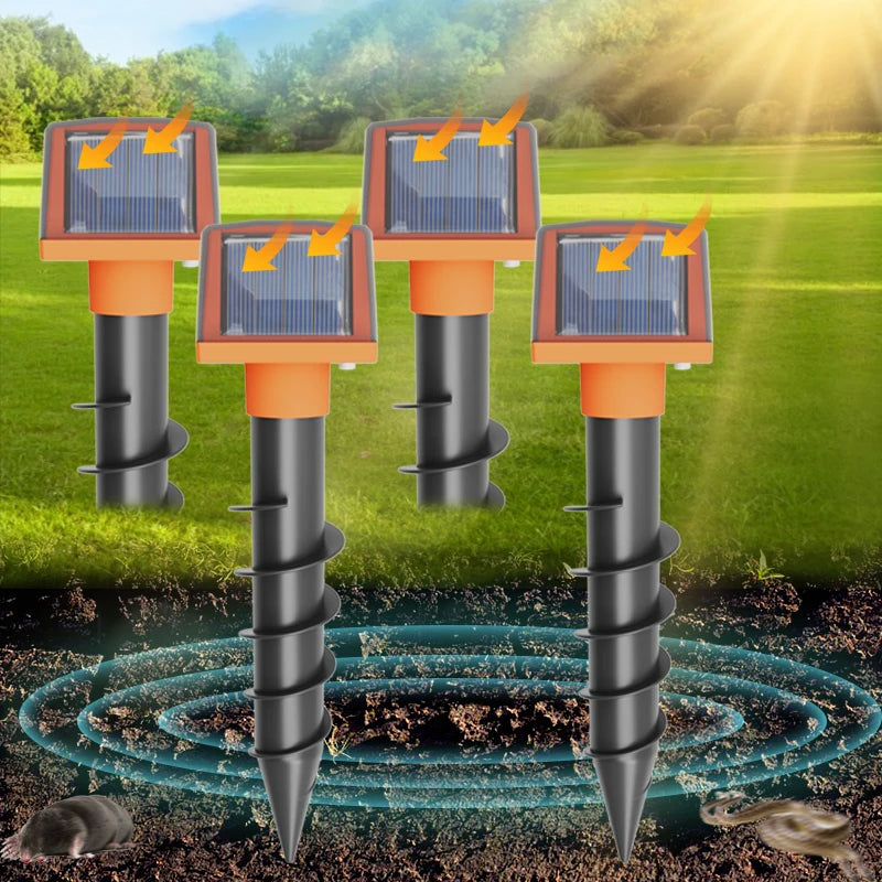 Solar Animal Repeller Sound Wave Underground Mole Snake Waterproof