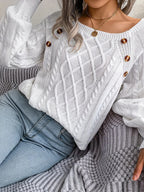 Seraphina | Women's Winter Sweater | Cable Knit, Button Detail