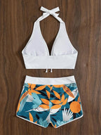 Bikini Set High Waist Women Printed Two Piece Wire Free Swimwear