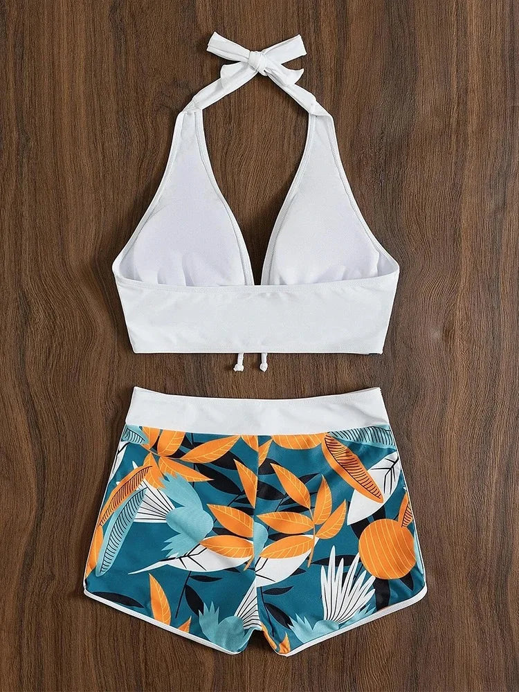 Bikini Set High Waist Women Printed Two Piece Wire Free Swimwear