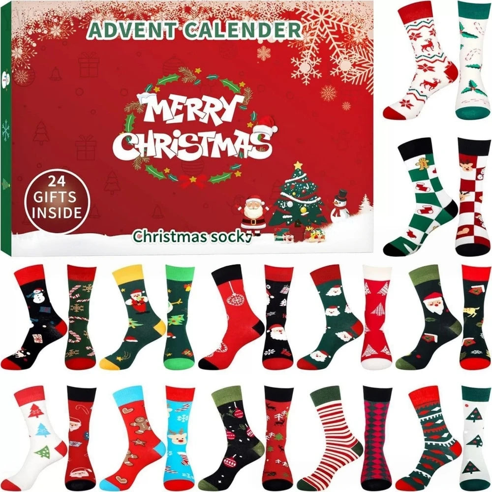 Sock Advent Calendar 24 Pairs Unisex Long Short Socks Gift Box Set