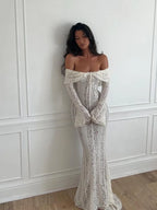 Women Lace Maxi Dress Off Shoulder Long Sleeve | Bea