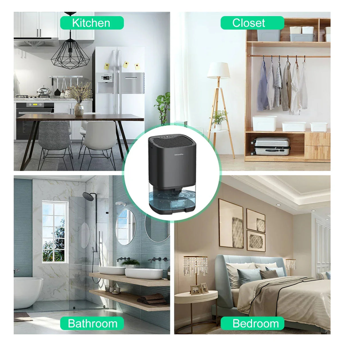 Leah | Portable Dehumidifier | 2-in-1 Air Filter & Night Light | 1000ml