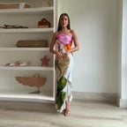 Women Asymmetric One Shoulder Maxi Dress Floral Print