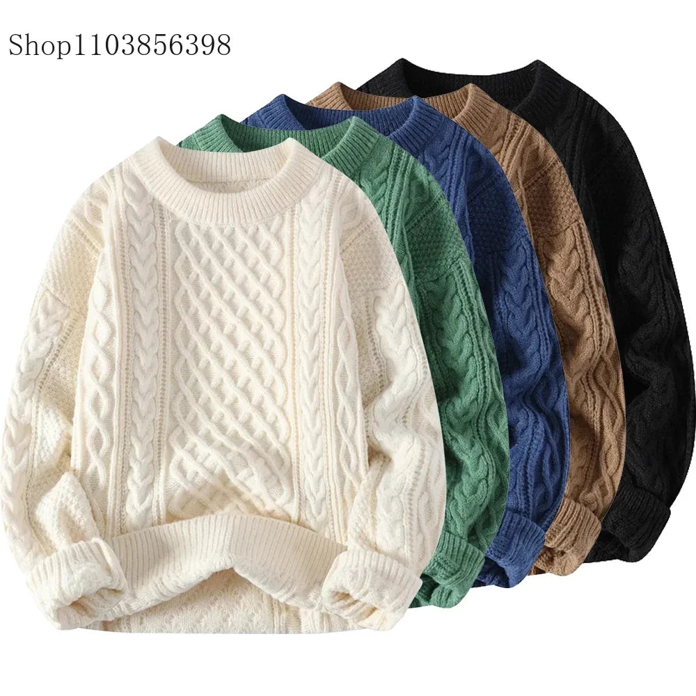 Christmas Jumper Men | Wool Blend Knitted Crewneck Pullover Sweater
