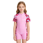 Girls Swimsuit One Piece Short Sleeve Toddler Kids 3 to 10 Years