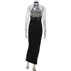 Wrap dress women sleeveless stretch knit ankle length maxi dress