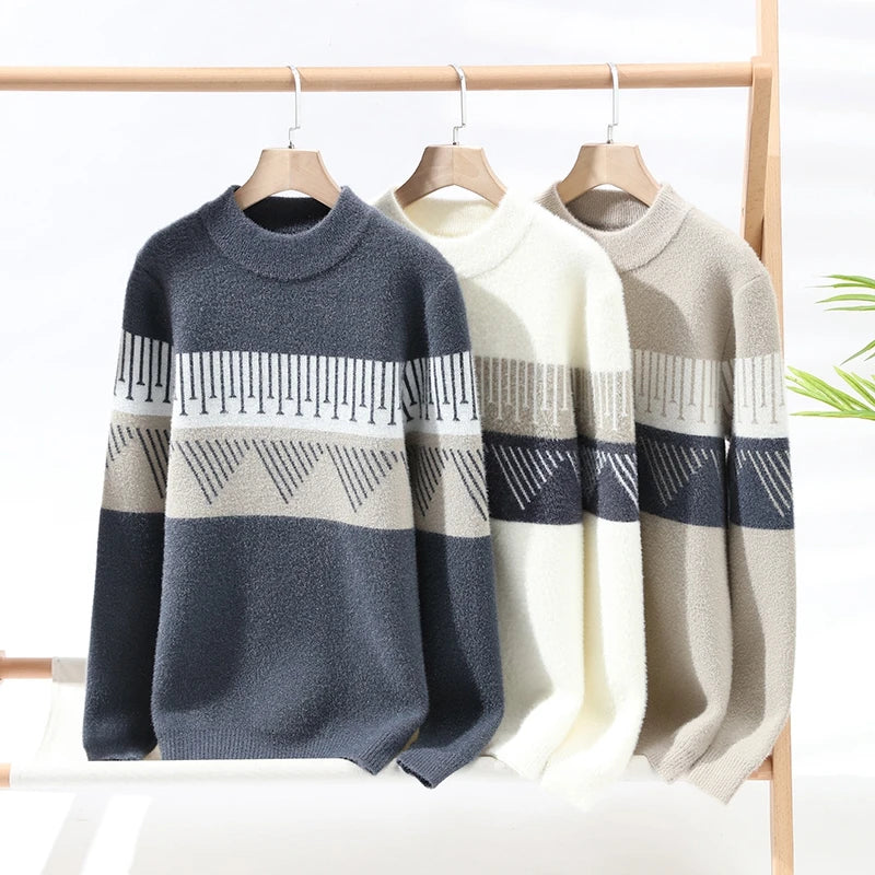 Men Christmas Jumper Casual Warm Knitted Winter Crew Neck Pullover