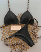 Bikini Set High Waist Women Leopard Print 2 Piece Padded Swimsuit