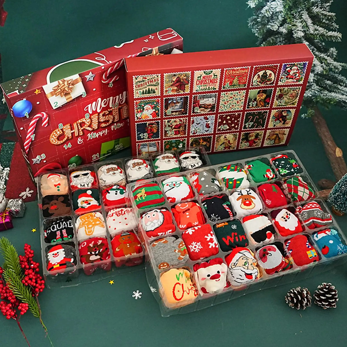 Sock Advent Calendar Christmas Socks Women Men 24 Days Countdown 12 Pairs