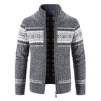 Christmas Jumper Men | Cotton Zip Stand Collar Cardigan Warm Thick