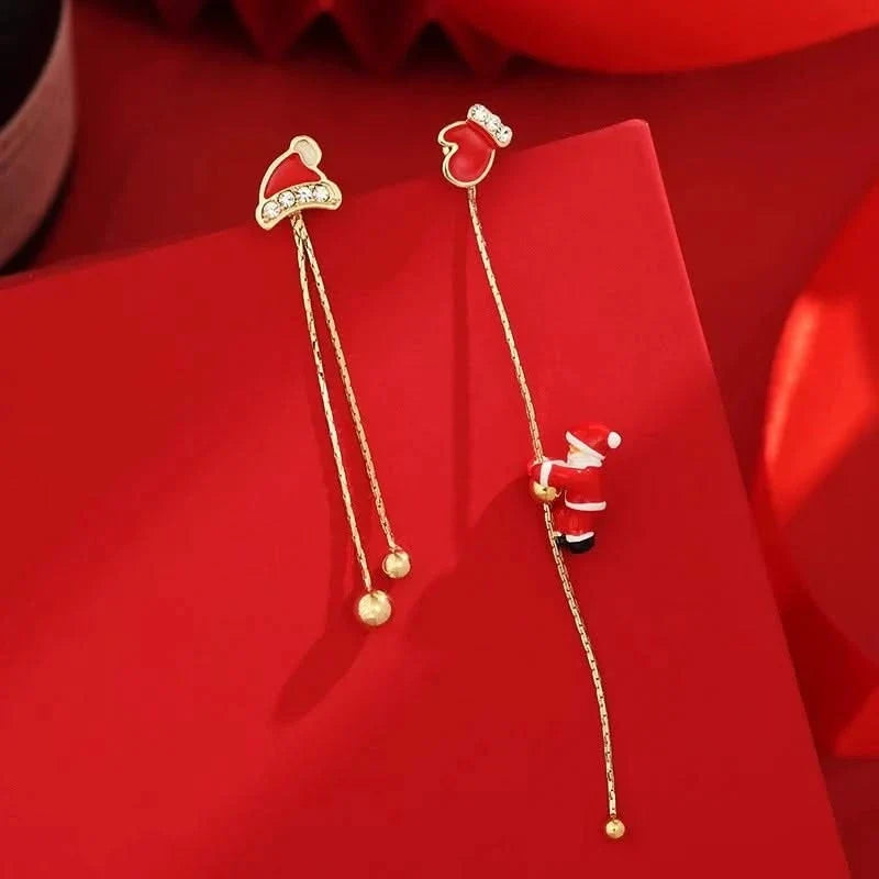 Christmas Dangling Earrings Non Tarnish Metal Stud Backing