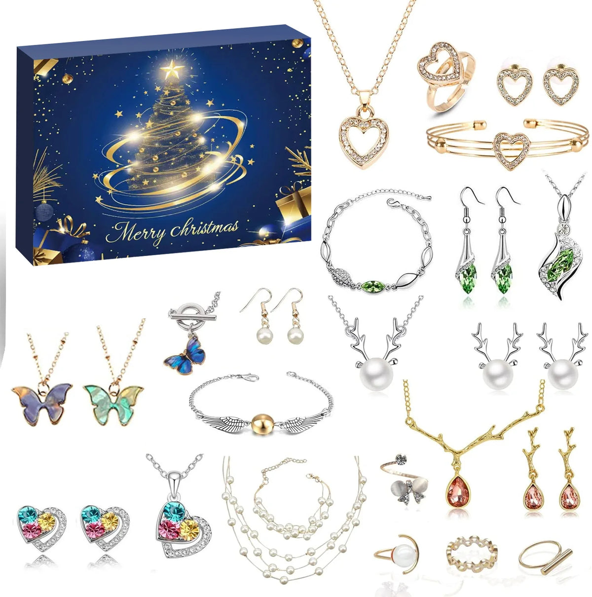 Jewelry Advent Calendar 24 Days Christmas Countdown Holiday Surprise Gift