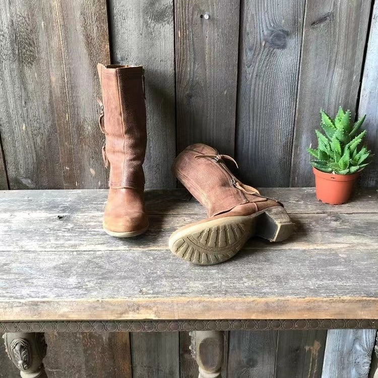 Women's Autumn Boots | Brown Leather, Water-Resistant | Gigi