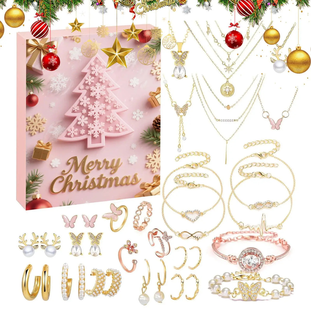 Jewelry Advent Calendar Christmas 24 Day Women Earring Bracelet Set