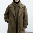 Lightweight Water Wind Resistant Long Overcoat Full Zip Hood