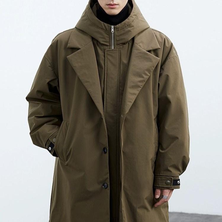 Lightweight Water Wind Resistant Long Overcoat Full Zip Hood