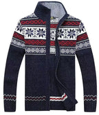 Christmas Cardigan Men | Nordic Pattern Knit Zip Up Long Sleeve Winter