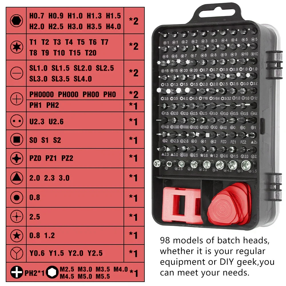 Lyra | 115-in-1 Precision Screwdriver Set | Magnetic Repair Kit | 98 Bits