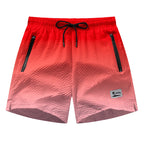 Men Swim Shorts Seersucker Quick Dry Mesh Lined Zipper Pockets