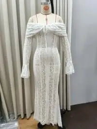 Women Lace Maxi Dress Off Shoulder Long Sleeve | Bea