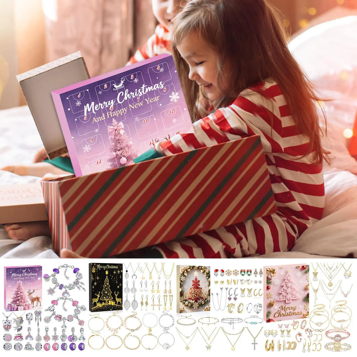 Jewelry Advent Calendar Christmas 24 Day Women Earring Bracelet Set