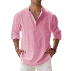 Hawaiian Shirt Men | Cotton Linen Lightweight Long Sleeve Beach Shirt