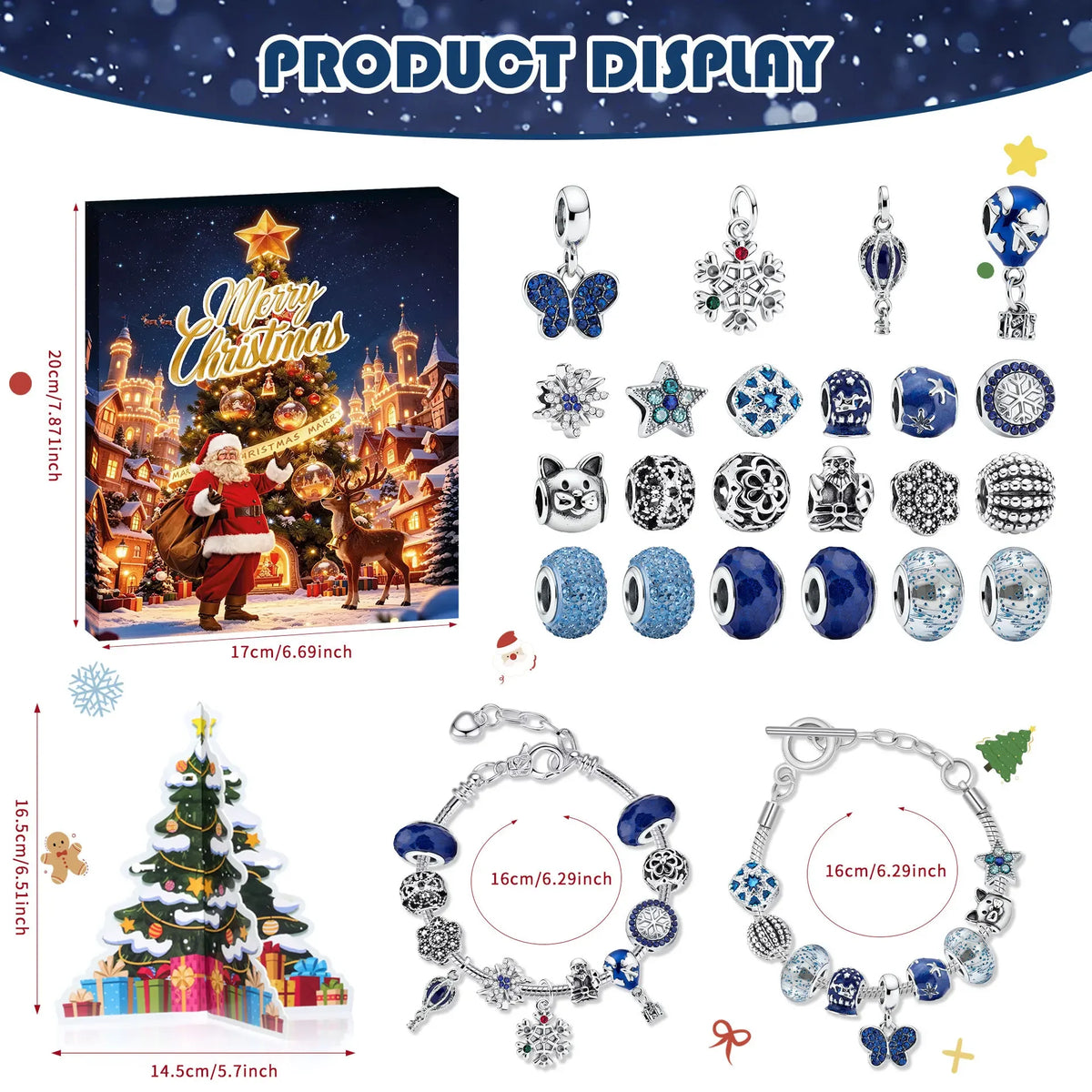 Charm Bracelet Advent Calendar 24 Piece Christmas Countdown Set
