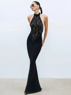 Wrap dress women sleeveless stretch knit ankle length maxi dress