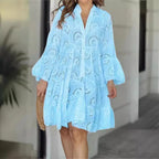 Women Lace Dress Boho Wide Sleeve Button Front | Mila