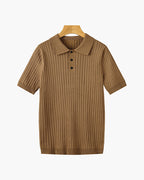 Liora | Men's Polo Shirt | Knitted Cotton, Ribbed Collar | Green, Black, Brown