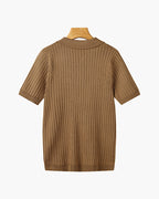 Liora | Men's Polo Shirt | Knitted Cotton, Ribbed Collar | Green, Black, Brown