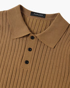 Liora | Men's Polo Shirt | Knitted Cotton, Ribbed Collar | Green, Black, Brown