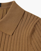 Liora | Men's Polo Shirt | Knitted Cotton, Ribbed Collar | Green, Black, Brown