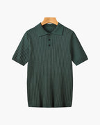 Liora | Men's Polo Shirt | Knitted Cotton, Ribbed Collar | Green, Black, Brown