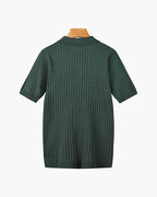 Liora | Men's Polo Shirt | Knitted Cotton, Ribbed Collar | Green, Black, Brown