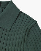 Liora | Men's Polo Shirt | Knitted Cotton, Ribbed Collar | Green, Black, Brown
