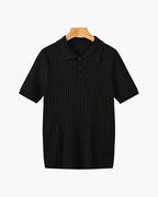 Liora | Men's Polo Shirt | Knitted Cotton, Ribbed Collar | Green, Black, Brown