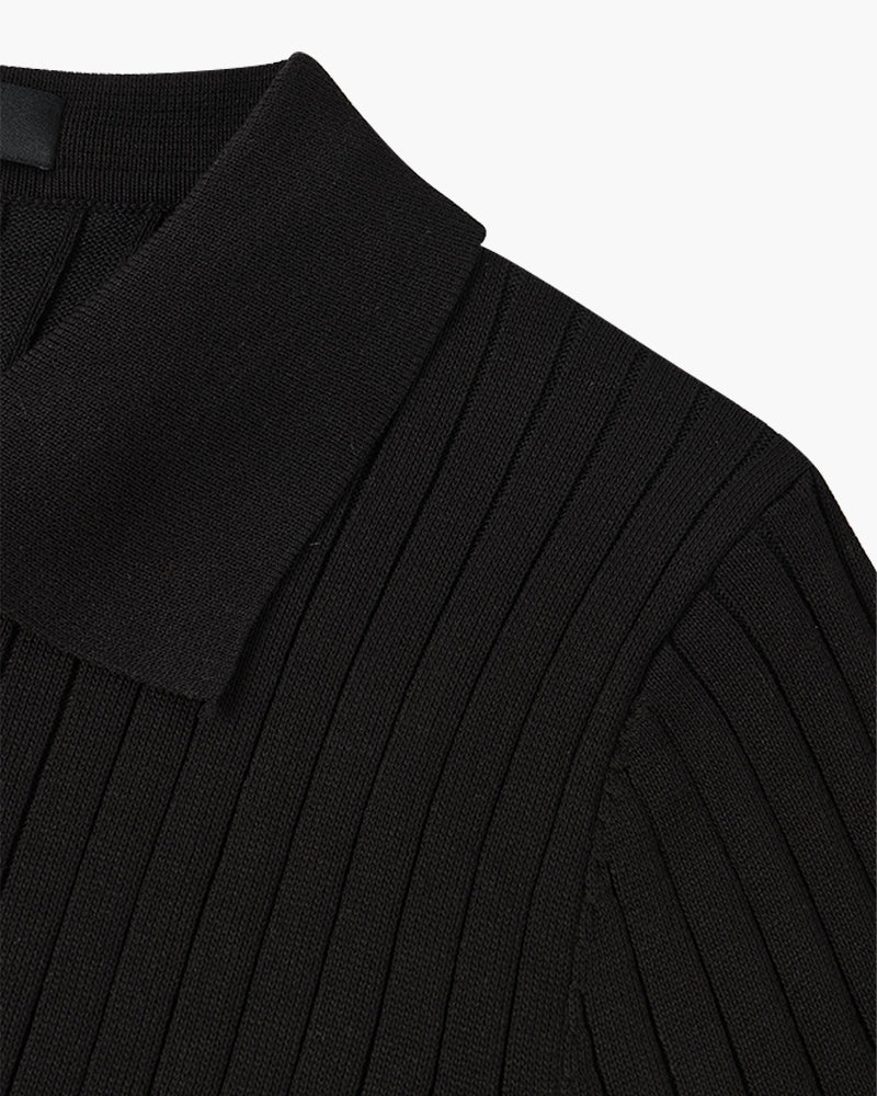 Liora | Men's Polo Shirt | Knitted Cotton, Ribbed Collar | Green, Black, Brown