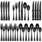 Ondina | Cutlery Set | 24-Piece Black Stainless Steel, Service for 4