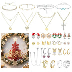 Jewelry Advent Calendar Women 25 Day Christmas Necklace Earrings Set