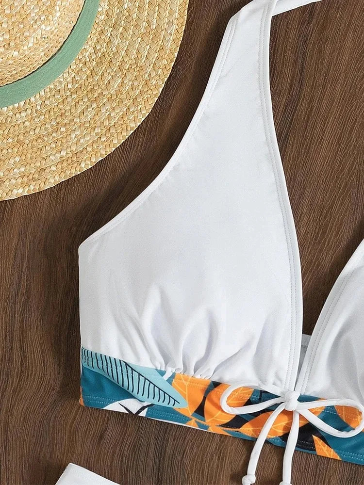 Bikini Set High Waist Women Printed Two Piece Wire Free Swimwear