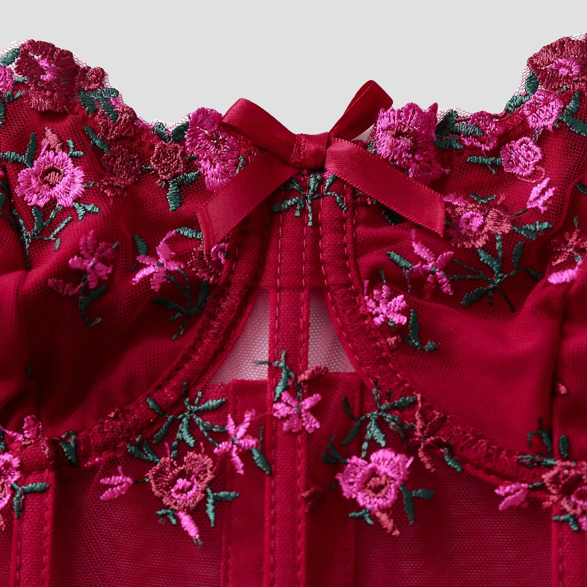 Corset Top Women Floral Embroidered Sheer Mesh Structured Cami | Calla