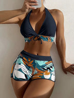 Bikini Set High Waist Women Printed Two Piece Wire Free Swimwear