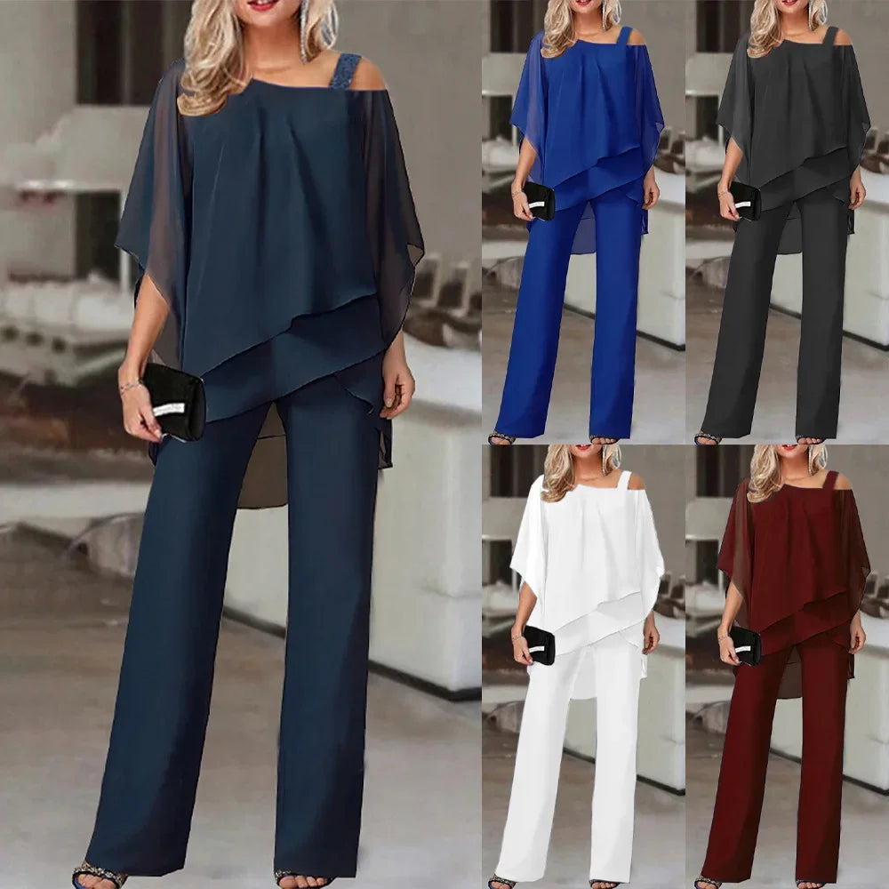 Elsa | Women's Two-Piece Set | Off-Shoulder Top & Fitted Pants