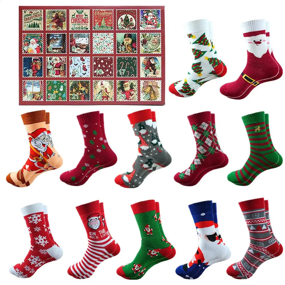 Sock Advent Calendar Christmas Socks Women Men 24 Days Countdown 12 Pairs