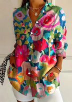Liora | Women's Printed Blouse | Button-Up, Cotton | Summer Casual